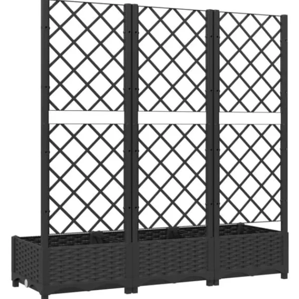 Sale plantekasse med espalier 120x40x121,5 cm PP sort - Plantekrukker Krukker & Plantebeholdere