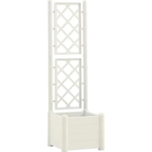 Discount plantekasse med espalier 43x43x142 cm PP hvid - Plantekrukker Krukker & Plantebeholdere