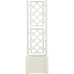 Discount plantekasse med espalier 43x43x142 cm PP hvid - Plantekrukker Krukker & Plantebeholdere