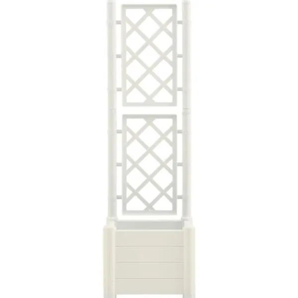 Discount plantekasse med espalier 43x43x142 cm PP hvid - Plantekrukker Krukker & Plantebeholdere