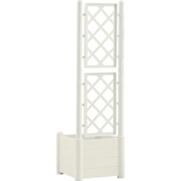 Discount plantekasse med espalier 43x43x142 cm PP hvid - Plantekrukker Krukker & Plantebeholdere