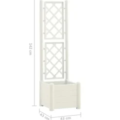 Discount plantekasse med espalier 43x43x142 cm PP hvid - Plantekrukker Krukker & Plantebeholdere