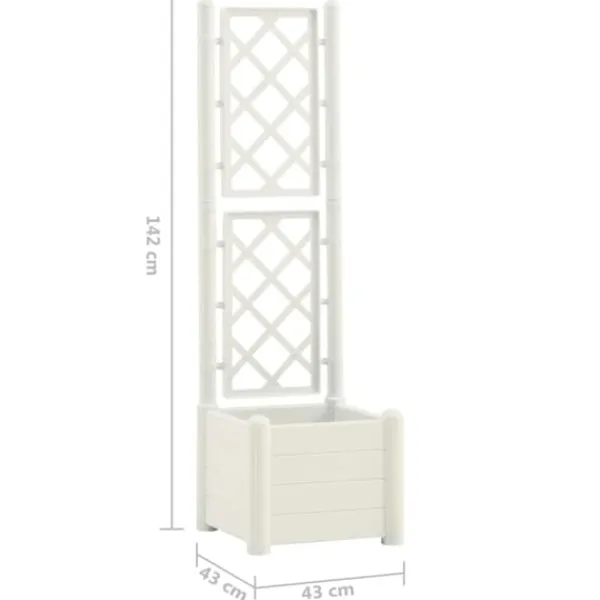 Discount plantekasse med espalier 43x43x142 cm PP hvid - Plantekrukker Krukker & Plantebeholdere