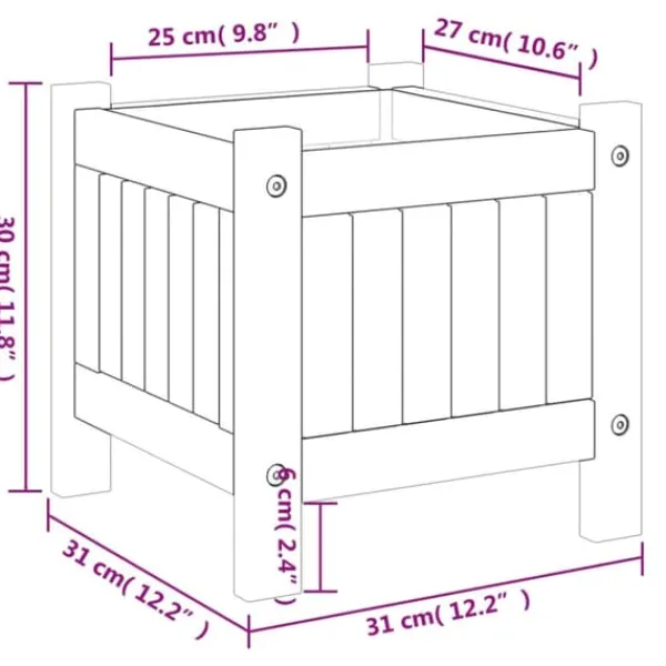 New plantekasse med for 31x31x30 cm massivt akacietræ - Plantekrukker Krukker & Plantebeholdere