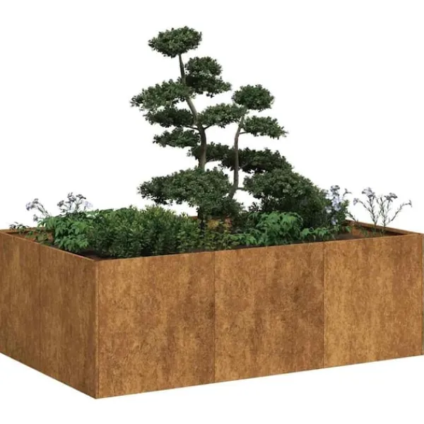 vidaXL Krukker & Plantebeholdere^plantekasse rustfarvet 120x80x40 cm forvitringsstål