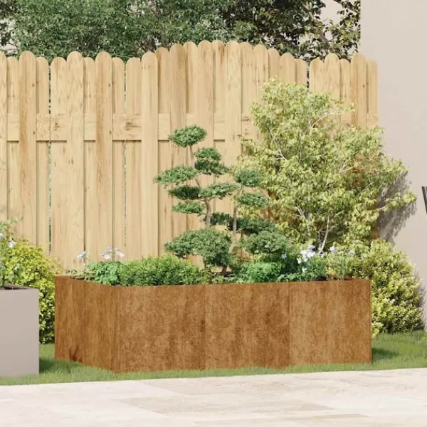 vidaXL Krukker & Plantebeholdere^plantekasse rustfarvet 120x80x40 cm forvitringsstål