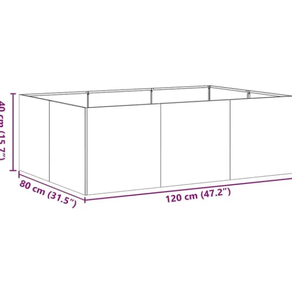 vidaXL Krukker & Plantebeholdere^plantekasse rustfarvet 120x80x40 cm forvitringsstål