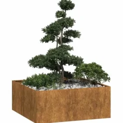 vidaXL Krukker & Plantebeholdere^plantekasse rustfarvet 100x100x40 cm forvitringsstål