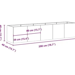 Hot plantekasse sort 200x40x40 cm koldvalset stål Krukker & Plantebeholdere