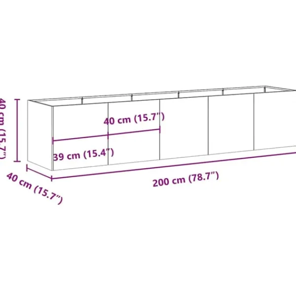 Hot plantekasse sort 200x40x40 cm koldvalset stål Krukker & Plantebeholdere