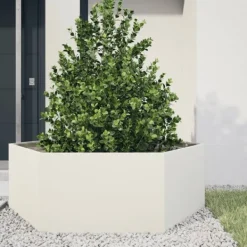 Clearance plantekasse 138x120x45 cm sekskantet stål hvid Krukker & Plantebeholdere
