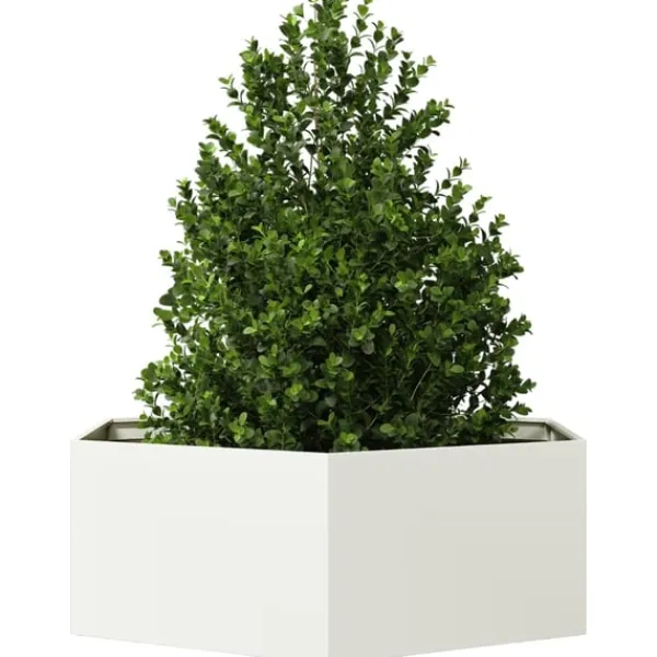 Clearance plantekasse 138x120x45 cm sekskantet stål hvid Krukker & Plantebeholdere