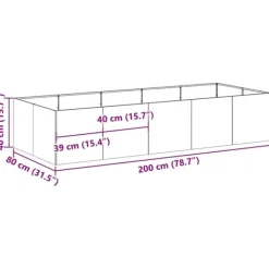 vidaXL Krukker & Plantebeholdere^plantekasse 200x80x40 cm stål antracitgrå