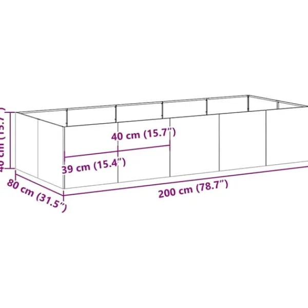 vidaXL Krukker & Plantebeholdere^plantekasse 200x80x40 cm stål antracitgrå
