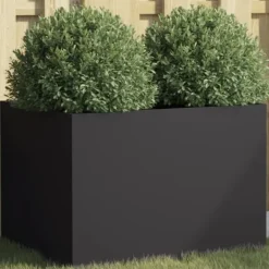 vidaXL Krukker & Plantebeholdere^plantekasse 62x47x46 cm koldvalset stål sort - Plantekrukker
