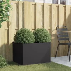 vidaXL Krukker & Plantebeholdere^plantekasse 62x47x46 cm koldvalset stål sort - Plantekrukker