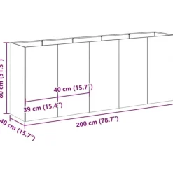 vidaXL Krukker & Plantebeholdere^plantekasse 200x40x80 cm koldvalset stål antracitgrå