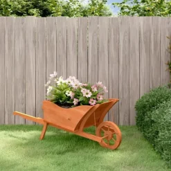 Best plantekasse 128x45,5x43 cm trillebørsdesign massivt fyr Krukker & Plantebeholdere