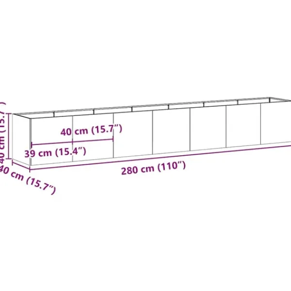 vidaXL Plantestativer^plantekasse 280x40x40 cm rustfrit stål