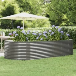 vidaXL Krukker & Plantebeholdere^plantekasse 291x140x68 cm pulverlakeret stål grå - Plantekrukker