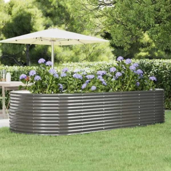 vidaXL Krukker & Plantebeholdere^plantekasse 291x140x68 cm pulverlakeret stål grå - Plantekrukker