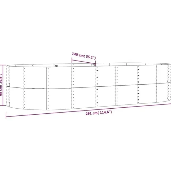 vidaXL Krukker & Plantebeholdere^plantekasse 291x140x68 cm pulverlakeret stål grå - Plantekrukker