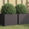 Clearance plantekasser 2 stk. 32x30x29 cm koldvalset stål sort - Plantekrukker Krukker & Plantebeholdere