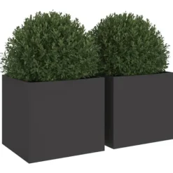 Clearance plantekasser 2 stk. 32x30x29 cm koldvalset stål sort - Plantekrukker Krukker & Plantebeholdere