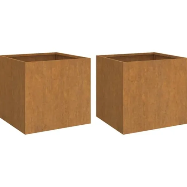 Sale plantekasser 2 stk. 42x40x39 cm cortenstål - Plantekrukker Krukker & Plantebeholdere