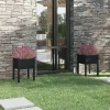 New plantekasser 2 stk. 50x50x70 cm massivt fyrretræ sort - Plantekrukker Krukker & Plantebeholdere