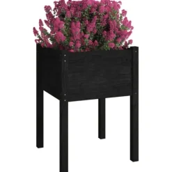 New plantekasser 2 stk. 50x50x70 cm massivt fyrretræ sort - Plantekrukker Krukker & Plantebeholdere