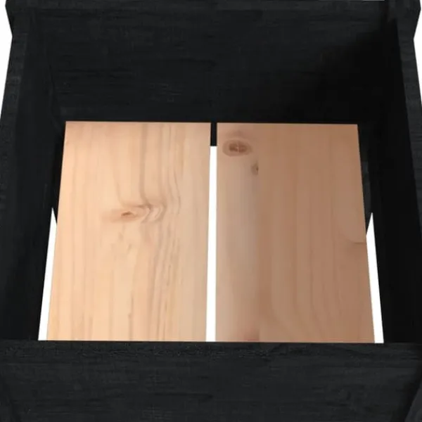 New plantekasser 2 stk. 50x50x70 cm massivt fyrretræ sort - Plantekrukker Krukker & Plantebeholdere