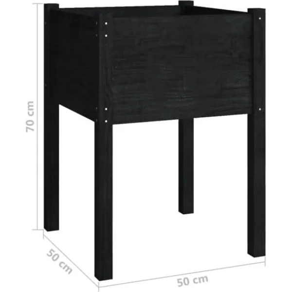 New plantekasser 2 stk. 50x50x70 cm massivt fyrretræ sort - Plantekrukker Krukker & Plantebeholdere
