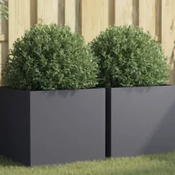 vidaXL Krukker & Plantebeholdere^plantekasser 2 stk. 49x47x46 cm koldvalset stål antracitgrå - Plantekrukker