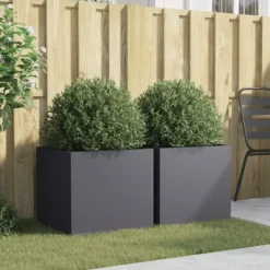 vidaXL Krukker & Plantebeholdere^plantekasser 2 stk. 49x47x46 cm koldvalset stål antracitgrå - Plantekrukker