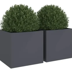 vidaXL Krukker & Plantebeholdere^plantekasser 2 stk. 49x47x46 cm koldvalset stål antracitgrå - Plantekrukker