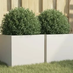 vidaXL Krukker & Plantebeholdere^plantekasser 2 stk. 32x30x29 cm koldvalset stål hvid - Plantekrukker