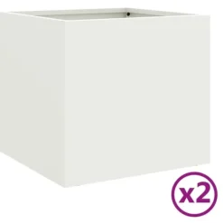vidaXL Krukker & Plantebeholdere^plantekasser 2 stk. 32x30x29 cm koldvalset stål hvid - Plantekrukker