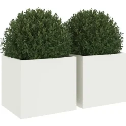 vidaXL Krukker & Plantebeholdere^plantekasser 2 stk. 32x30x29 cm koldvalset stål hvid - Plantekrukker