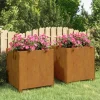 Outlet plantekasser med ben 2 stk. 49x47x50 cm cortenstål rustfarvet - Plantekrukker Krukker & Plantebeholdere