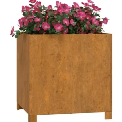 Outlet plantekasser med ben 2 stk. 49x47x50 cm cortenstål rustfarvet - Plantekrukker Krukker & Plantebeholdere