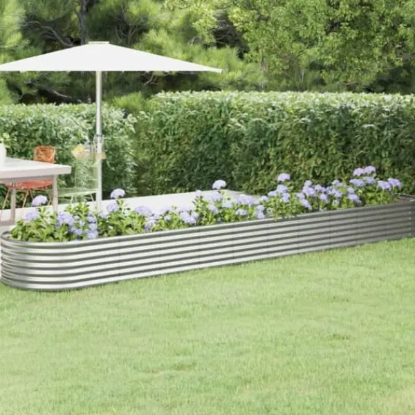 Clearance plantekrukke 440x80x36 cm pulverlakeret stål sølvfarvet - Plantekrukker Krukker & Plantebeholdere