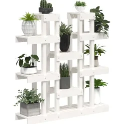 vidaXL Plantestativer^plantestativ 104,5x25x109,5 cm massivt fyrretræ hvid - Planteborde