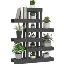 Sale plantestativ 85x25x109,5 cm massivt fyrretræ grå - Planteborde Plantestativer
