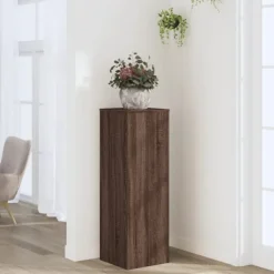 plantestativ 33x33x100 cm konstrueret træ brun egetræsfarve Plantestativer