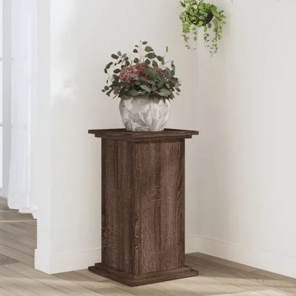 Discount plantestativ 33x33x60 cm konstrueret træ brun egetræsfarve Plantestativer
