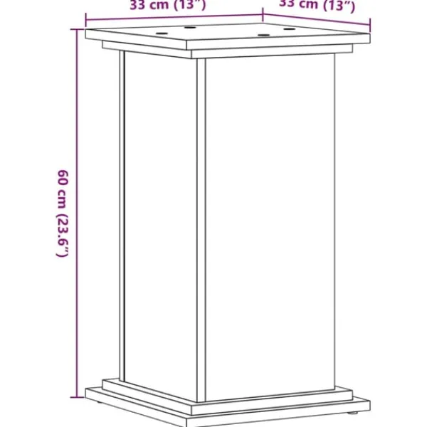 Discount plantestativ 33x33x60 cm konstrueret træ brun egetræsfarve Plantestativer