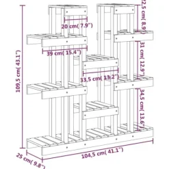 Clearance plantestativ 104,5x25x109,5 cm massivt fyrretræ - Planteborde Plantestativer