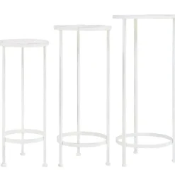 Clearance plantestativer 3 dele vintagestil metal antik hvid - Planteborde Plantestativer