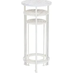 Clearance plantestativer 3 dele vintagestil metal antik hvid - Planteborde Plantestativer